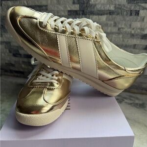 Steve Madden Gold and White Sneakers